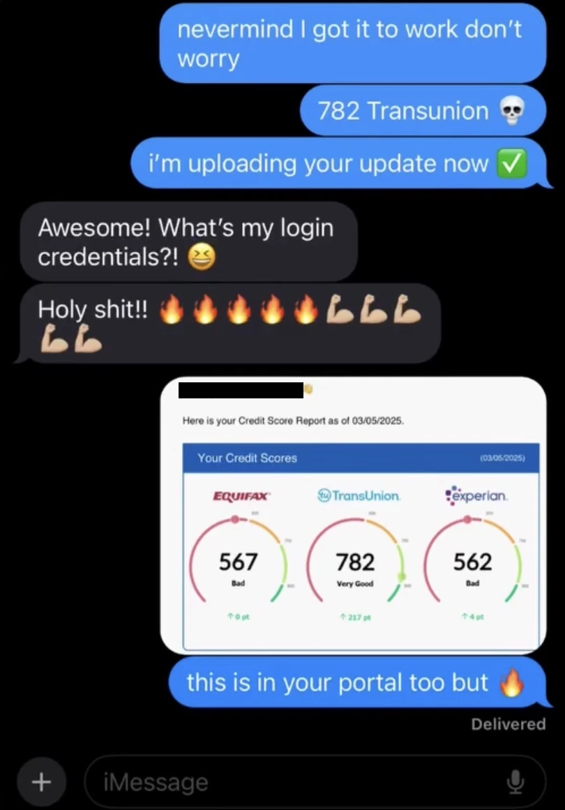 Client reaction — 782 TransUnion