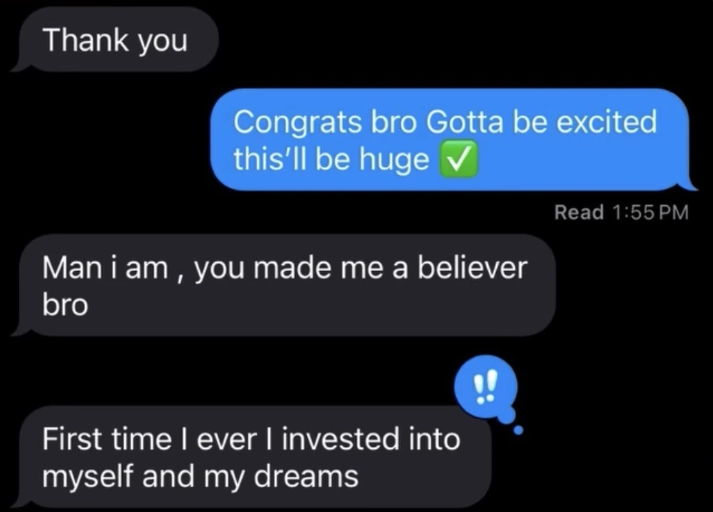 Client message — a believer